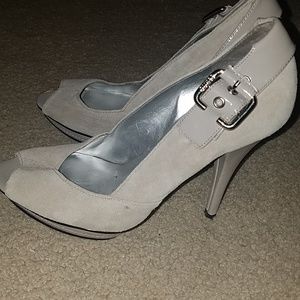 Grey suede heel
